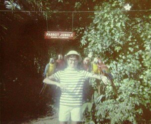 Honeymoon - Pam w parrots.JPG